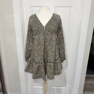 Pink Lily Floral Kids Dress with Ruffle Detail